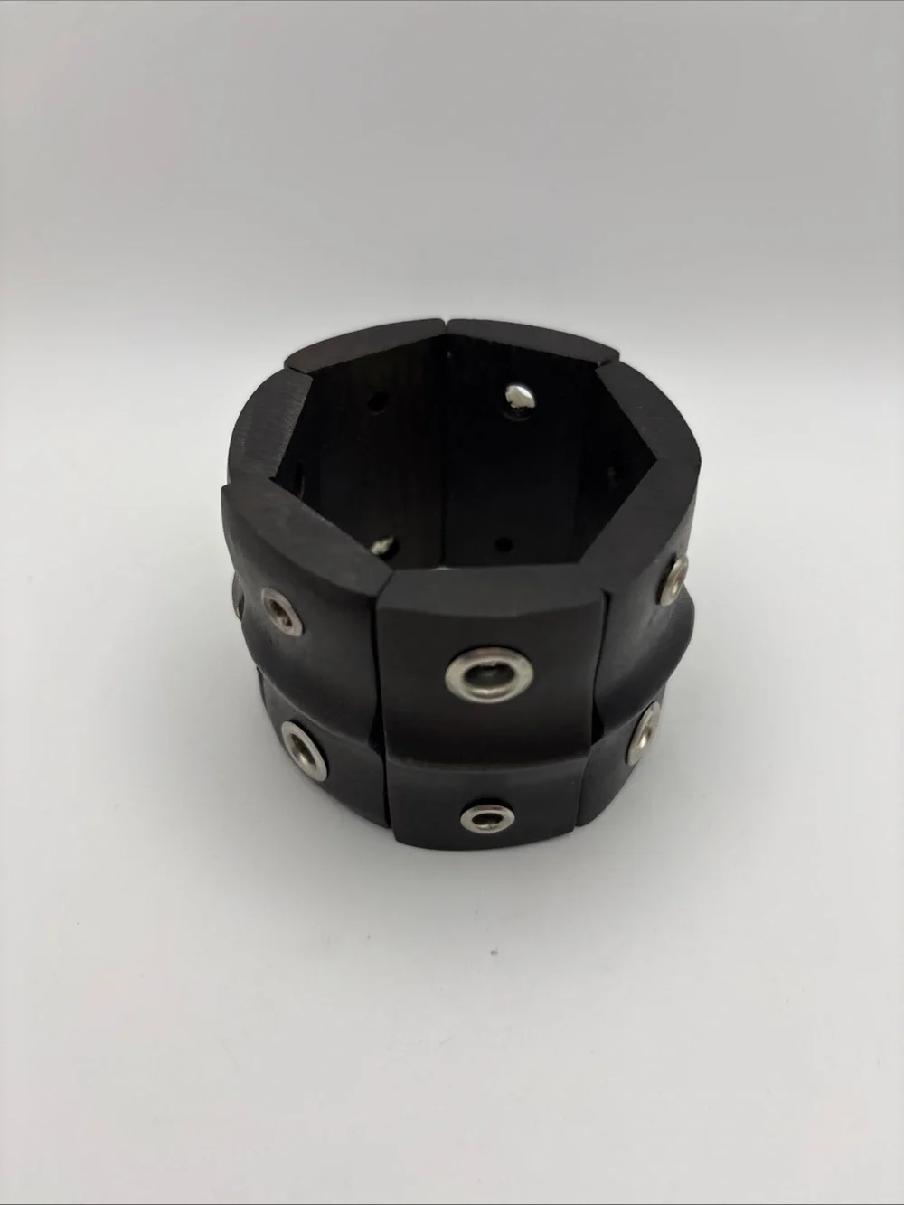 Black Wood Grommet Panel Bracelet for Men